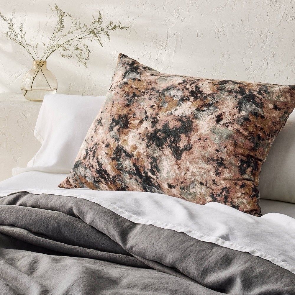 Casaluna King Euro Throw Pillow Linen Blend Impressionist Print Heavyweight